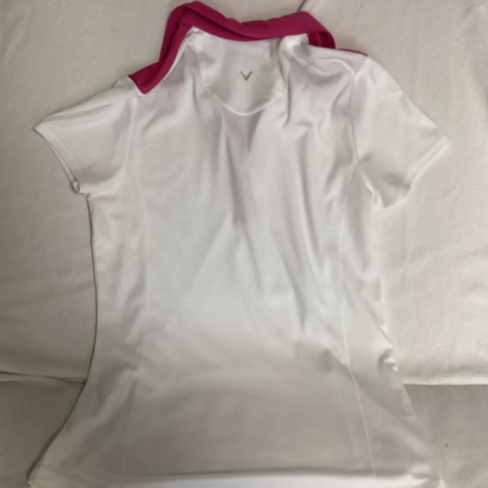 Callaway Womens Opti-Dri Golf Polo Shirt White Pink Colorblock Medium - Picture 7 of 7